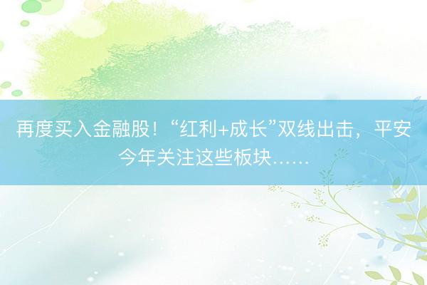 再度买入金融股！“红利+成长”双线出击，平安今年关注这些板块……