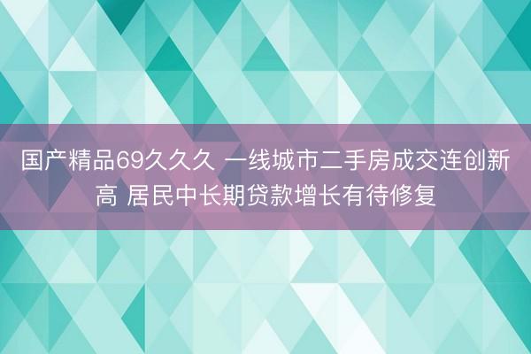 国产精品69久久久 一线城市二手房成交连创新高 居民中长期贷款增长有待修复