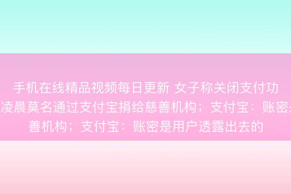 手机在线精品视频每日更新 女子称关闭支付功能后，180多万元凌晨莫名通过支付宝捐给慈善机构；支付宝：账密是用户透露出去的
