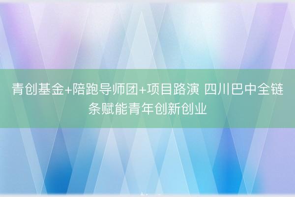 青创基金+陪跑导师团+项目路演 四川巴中全链条赋能青年创新创业