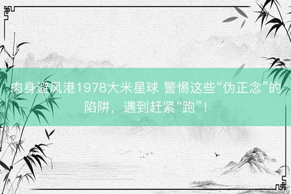 肉身避风港1978大米星球 警惕这些“伪正念”的陷阱，遇到赶紧“跑”！