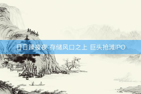 日日躁夜夜 存储风口之上 巨头抢滩IPO