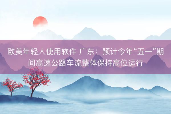 欧美年轻人使用软件 广东：预计今年“五一”期间高速公路车流整体保持高位运行