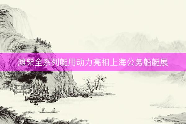 潍柴全系列艇用动力亮相上海公务船艇展