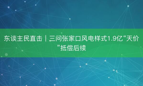 东谈主民直击｜三问张家口风电样式1.9亿“天价”抵偿后续