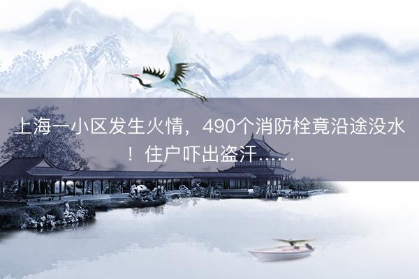 上海一小区发生火情，490个消防栓竟沿途没水！住户吓出盗汗……