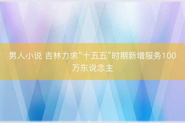 男人小说 吉林力求“十五五”时期新增服务100万东说念主