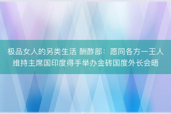 极品女人的另类生活 酬酢部：愿同各方一王人维持主席国印度得手举办金砖国度外长会晤