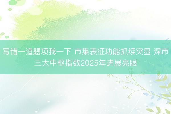 写错一道题项我一下 市集表征功能抓续突显 深市三大中枢指数2025年进展亮眼