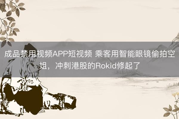 成品禁用视频APP短视频 乘客用智能眼镜偷拍空姐，冲刺港股的Rokid修起了