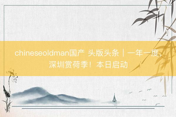 chineseoldman国产 头版头条｜一年一度，深圳赏荷季！本日启动