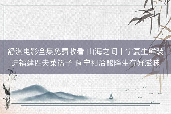 舒淇电影全集免费收看 山海之间丨宁夏生鲜装进福建匹夫菜篮子 闽宁和洽酿降生存好滋味