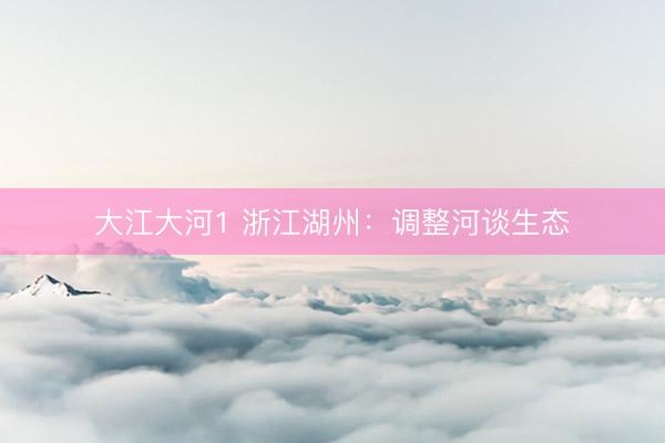 大江大河1 浙江湖州：调整河谈生态