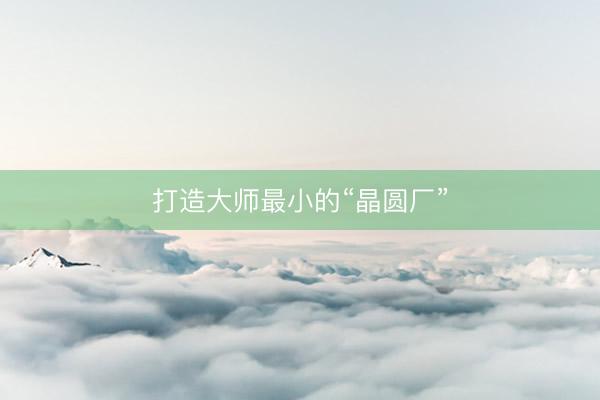 打造大师最小的“晶圆厂”